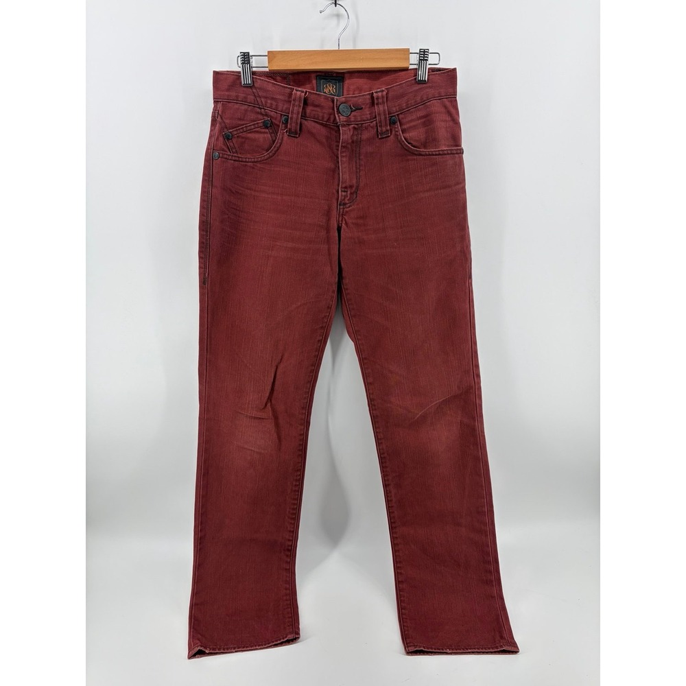 Rock & Republic, Maroon Straight Leg Denim Jeans, Mens Size 30x32, Pre-Owned